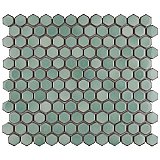 Hudson Hex 1" Mint Green 13-1/4" x 11-7/8" Porcelain Mosaic Tile - Case of 10 Pieces - 11.14 Square Feet Per Case