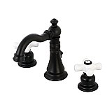 American Classic Two-Handle 3-Hole Deck Mount Widespread Bathroom Faucet with Pop-Up Drain - Matte Black