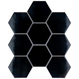 Metro Super Hex 4" Glossy Black 10" x 11-1/2" Porcelain Mosaic Tile - Sold Per Case of 10 - 8.2 Sq. Ft.