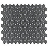 Gotham 1" Hex Unglazed Porcelain Tile - Black - Per Case of 10 Sheets - 8.56 Square Feet