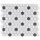 Gotham Hex 1" White w/Black Dot 10-1/4" x 11-7/8" Unglazed Porcelain Mosaic Tile - Sold Per Case of 10 - 8.6 Sq. Ft.