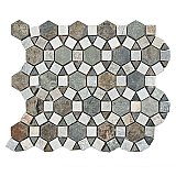 Crag Aztec Multi Sunset 10-1/4" x 11-1/4" Slate Mosaic Tile - Sold Per Tile - 0.8 Square Feet