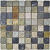 Crag Square Multi Grey 11-3/4" x 11-3/4" Slate Mosaic Tile - Sold Per Tile - 0.96 Square Feet