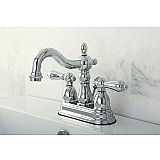 Kingston Chrome 4-Inch Centerset Lavatory Faucet - Metal Levers - Polished Chrome