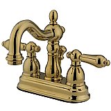 Kingston Brass 4-Inch Centerset Lavatory Faucet - Metal Levers - Polished Brass