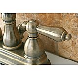 Kingston Brass 4-Inch Centerset Lavatory Faucet - Metal Levers - Vintage Brass