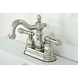 Kingston Brass 4-Inch Centerset Lavatory Faucet - Metal Levers - Polished Nickel