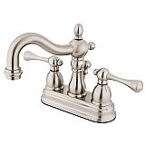 Kingston Brass 4-Inch Centerset Lavatory Faucet - Metal Levers - Brushed Nickel