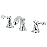 American Classic Two-Handle 3-Hole Deck Mount Widespread Bathroom Faucet with Plastic Pop-Up - Polished Chrome