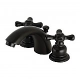 Victorian Two-Handle 3-Hole Deck Mount Mini-Widespread Bathroom Faucet with Plastic Pop-Up - Matte Black
