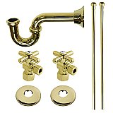 Sink P-Trap Kit - Includes Water Suppy Lines, Escutcheons, Shuf-Off Valves - Polished Brass