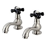 Kingston Brass KS1108PKX Basin Tap Faucet with Cross Handle, Brushed Nickel