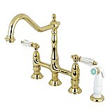 Wilshire Bridge Kitchen Faucet with Sprayer -  Polished Brass