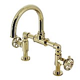 Kingston Brass KS2172RKX Webb Bridge Bathroom Faucet with Push Pop-Up, Polished Brass