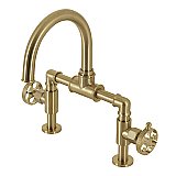 Kingston Brass KS2177RKX Webb Bridge Bathroom Faucet with Push Pop-Up, Brushed Brass