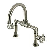 Kingston Brass KS2178RKX Webb Bridge Bathroom Faucet with Push Pop-Up, Brushed Nickel