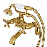 Kingston Brass KS267SB Kingston Clawfoot Tub Faucet with Hand Shower, Brushed Brass