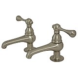 Restoration Basin Sink Faucet Separate Hot & Cold Taps - Metal Levers Handles - Satin Nickel