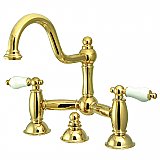 Kingston Brass KS3912PL Restoration Bathroom Bridge Faucet, Polished Brass