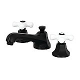 Metropolitan Widespread Lavatory Faucet - Porcelain Cross Handles - Matte Black