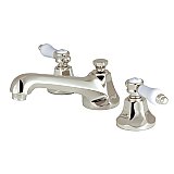 Bel-Air Widespread Sink Faucet - Metal and Porcelain Lever Handles - Polished Nickel
