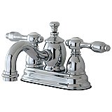 Kingston Brass 4-Inch Centerset Lavatory Faucet Metal Levers - Polished Chrome