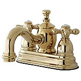 Kingston Brass 4-Inch Centerset Lavatory Faucet Metal Cross Levers Porcelain Cross Levers - Polished Brass