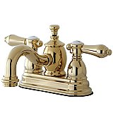 Kingston Brass 4-Inch Centerset Lavatory Faucet Metal Levers - Polished Brass
