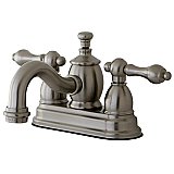 Kingston Brass 4-Inch Centerset Lavatory Faucet Metal Levers - Brushed Nickel