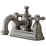 Kingston Brass 4-Inch Centerset Lavatory Faucet Metal Cross Levers Porcelain Cross Levers - Brushed Nickel
