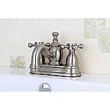 Kingston Brass 4-Inch Centerset Lavatory Faucet Metal Cross Levers - Brushed Nickel