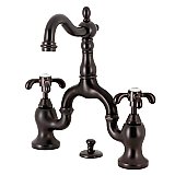 Kingston Brass KS7975TX French Country Bridge Bathroom Faucet with Brass Pop-Up, Oil Rubbed Bronze