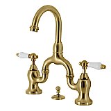 Kingston Brass KS7997PL English Country Bridge Bathroom Faucet with Brass Pop-Up, Brushed Brass