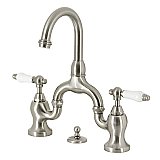 Kingston Brass KS7998PL English Country Bridge Bathroom Faucet with Brass Pop-Up, Brushed Nickel