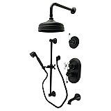 Kingston Heirloom KSK36300PL - Restoration Thermostatic Tub and Shower System - Matte Black