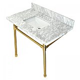 Kingston Brass Dreyfuss 36" Carrara Marble Vanity Top with Stainless Steel Legs - Brushed Brass