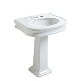 Isabella Collection Traditional Pedestal Sink with Integrated Oval Bowl, Seamless Rounded Decorative Trim, Rear Overflow and Widespread Faucet Drill