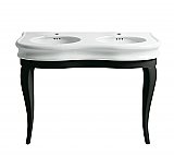 Isabella Collection Large Console with integrated oval bowls, Overflow and Black Wooden Leg Support