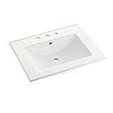 Fauceture Ultra Modern 24-Inch X 18-Inch Ceramic Vanity Top (8" Faucet Drillings) - White
