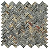 Crag Herringbone Sunset Slate 12" x 12" Natural Stone Mosaic Tile - Sold Per Case of 5 - 5.11 Square Feet