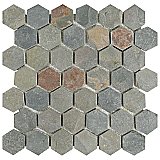 Crag Hexagon Multi Slate 12" x 12-1/4" Natural Stone Mosaic Tile - Sold Per Tile - 1.0 Square Feet