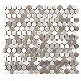 Alloy Penny Round 11-7/8" x 11-7/8" Stainless Steel & Porcelain Mosiac Tile - Stainless Steel - Per Case of 10 - 10.21 Square Feet