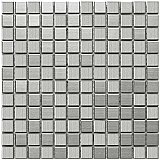 Alloy Square 11-7/8" x 11-7/8" Stainless Steel & Porcelain Mosiac Tile - Stainless Steel - Per Case of 10 - 10.21 Square Feet