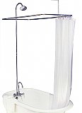 Solid Brass Leg Tub Shower Enclosure Set, 57" x 31" - with Faucet, Riser, & Shower Head - Matte Nickel