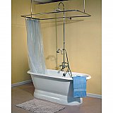 Solid Brass Side Deck Mount Shower Enclosure Set, 57" X 31" - with Faucet, Handheld Shower, Riser, & Shower Head