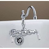 Solid Brass Leg Tub Filler Faucet with Arched Spout and Porcelain Levers - Multiple Finishes Available