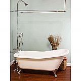 Solid Brass Over-the-Rim Gooseneck Leg Tub Faucet with Supply Lines - 3-3/8" On Center - Multiple Finishes Available