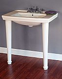 Streamlined Mid-Century Modern Small 31-3/4" Wide Porcelain Console Sink and Legs