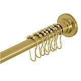 Kingston Brass SCC3117 Edenscape 60"-72" Stainless Steel Adjustable Tension Shower Curtain Rod with Rings, Brushed Brass