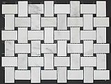 Honed Marble Basketweave Mosaic Tile - Carrara White